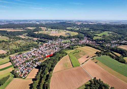 Umgebung Feldrandlage Vogelperspektive