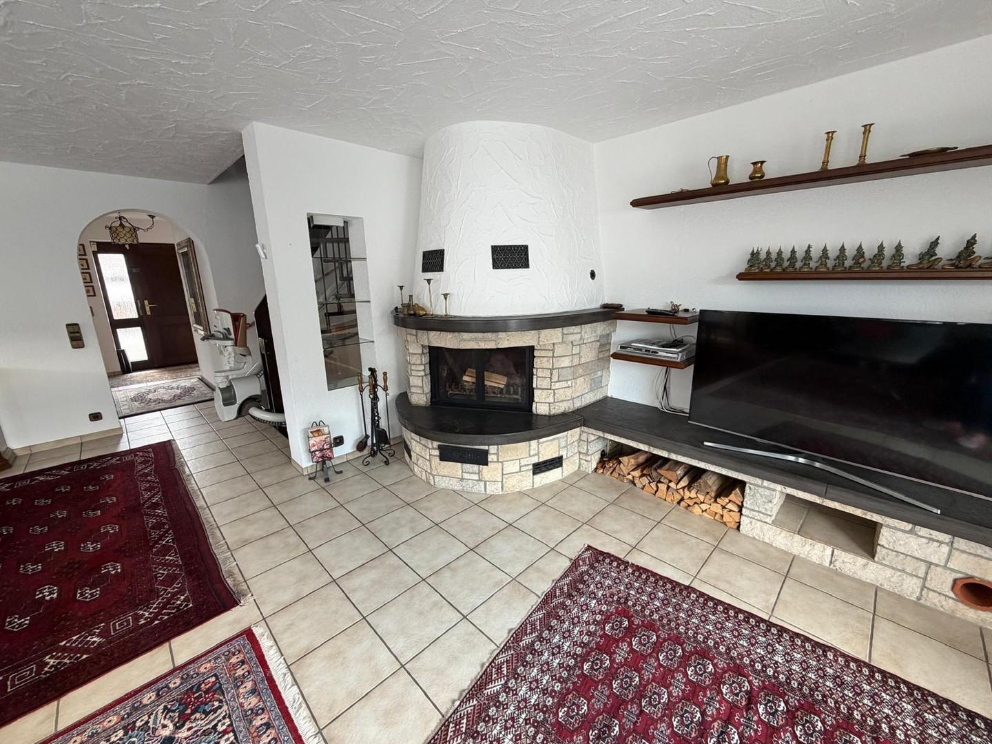 open-plan living and fire 