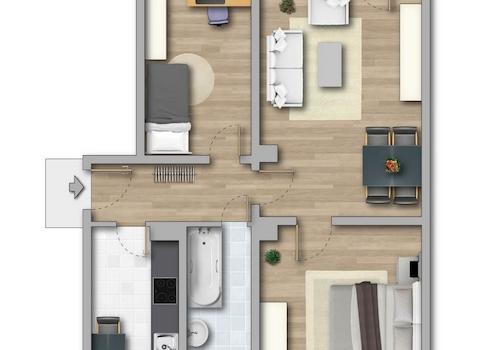 Regelgrundriss Nestlerstraße 29-43_3-Zimmerwohnung