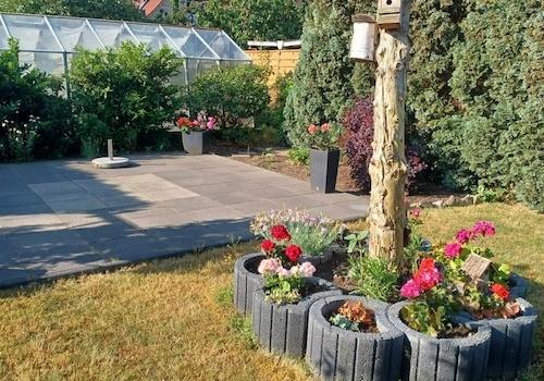 Garten, Terrasse und Gewächshaus