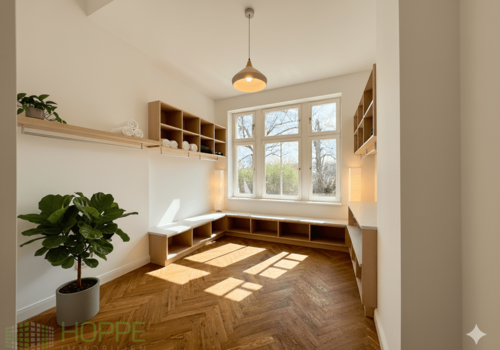 Umkleidungsraum (Einrichtungsbeispiel KI generiert)