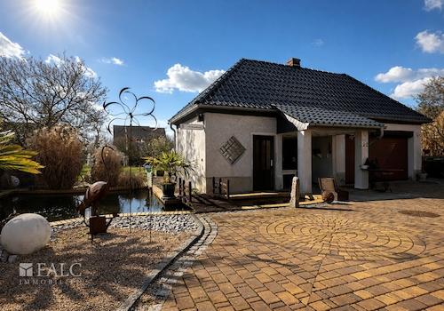 Hof (Garage mit Teich)