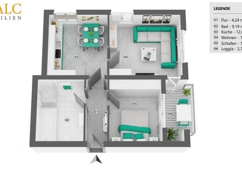 Grundriss - Wohnung 61