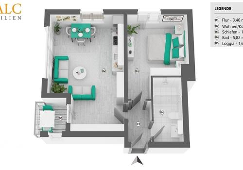 Grundriss - Wohnung 60