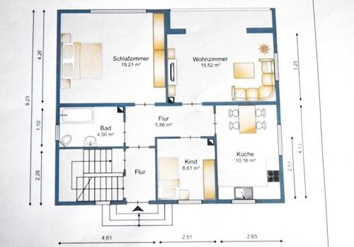 Grundriss-Wohnfläche