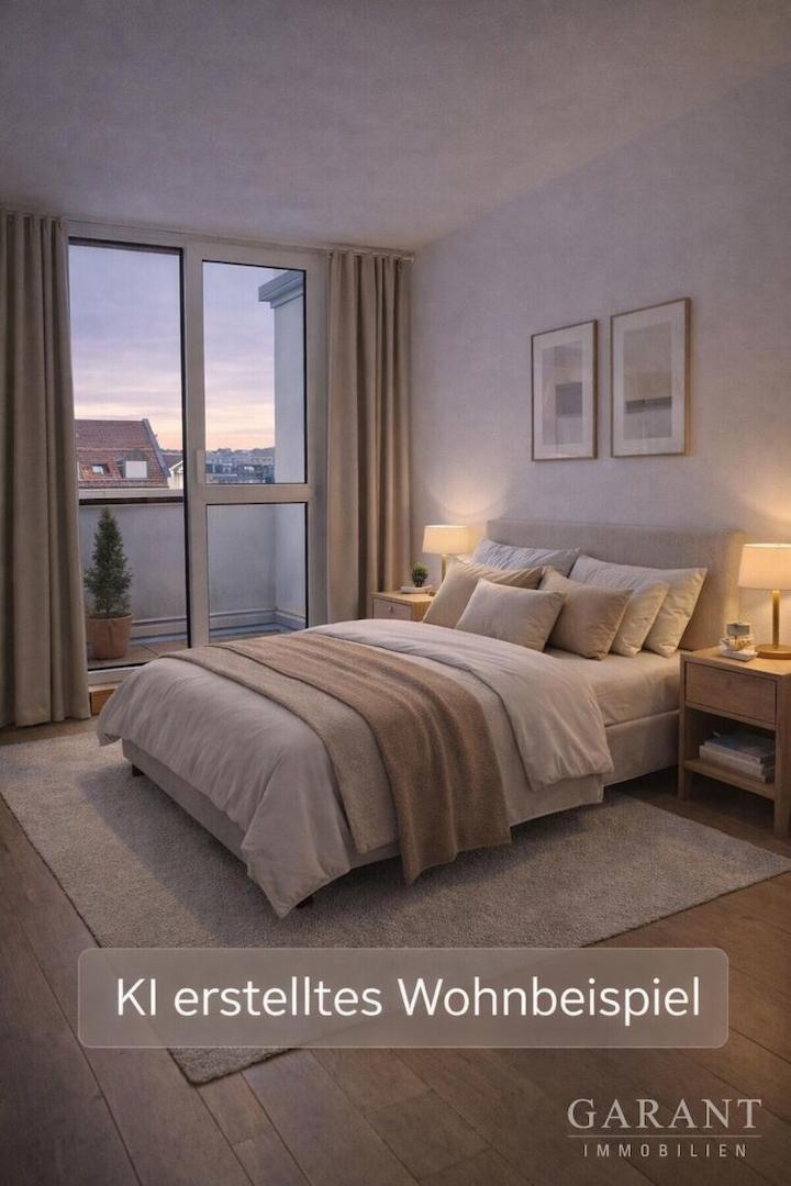 Spiegelbild-eines-modernen-Schlafzimmers