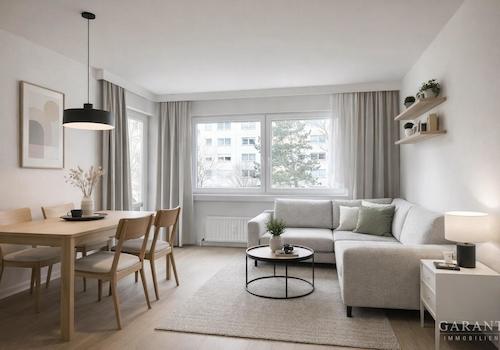 KI-Visualisierung  Helles modernes Wohn-Esszimmer