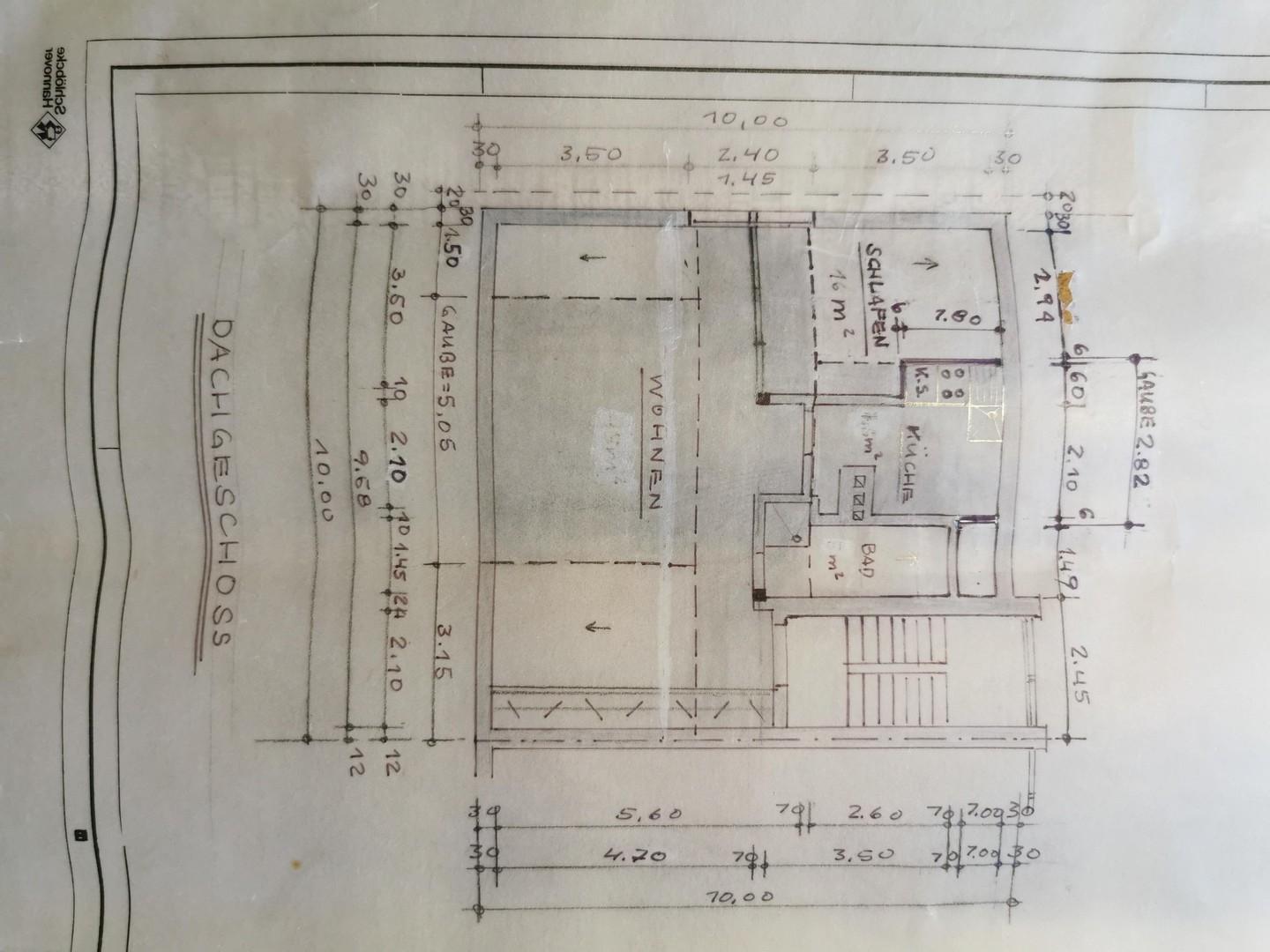 Grundriss Dachwohnung Gauben