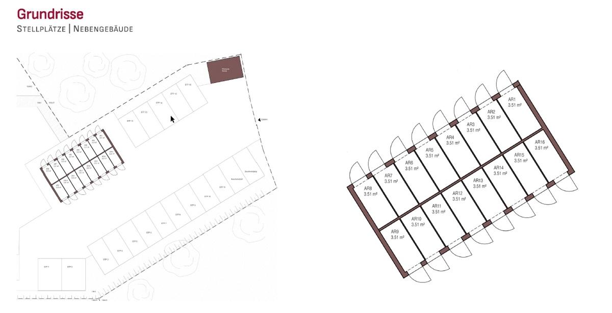 Grundrisse Stellplätze - Nebengebäude