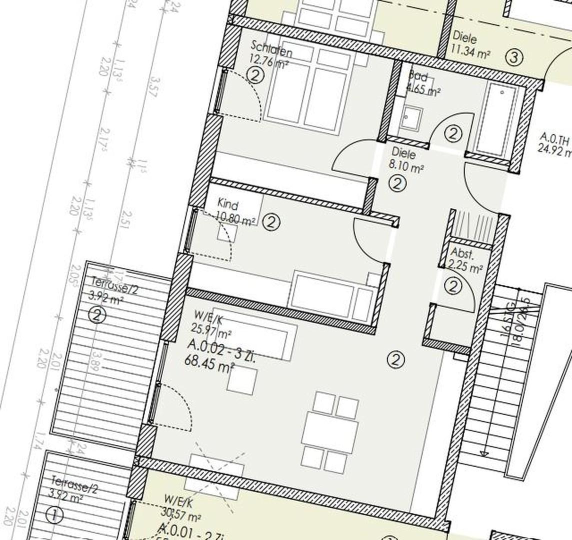 Grundriss, Wohnung Nr. 2