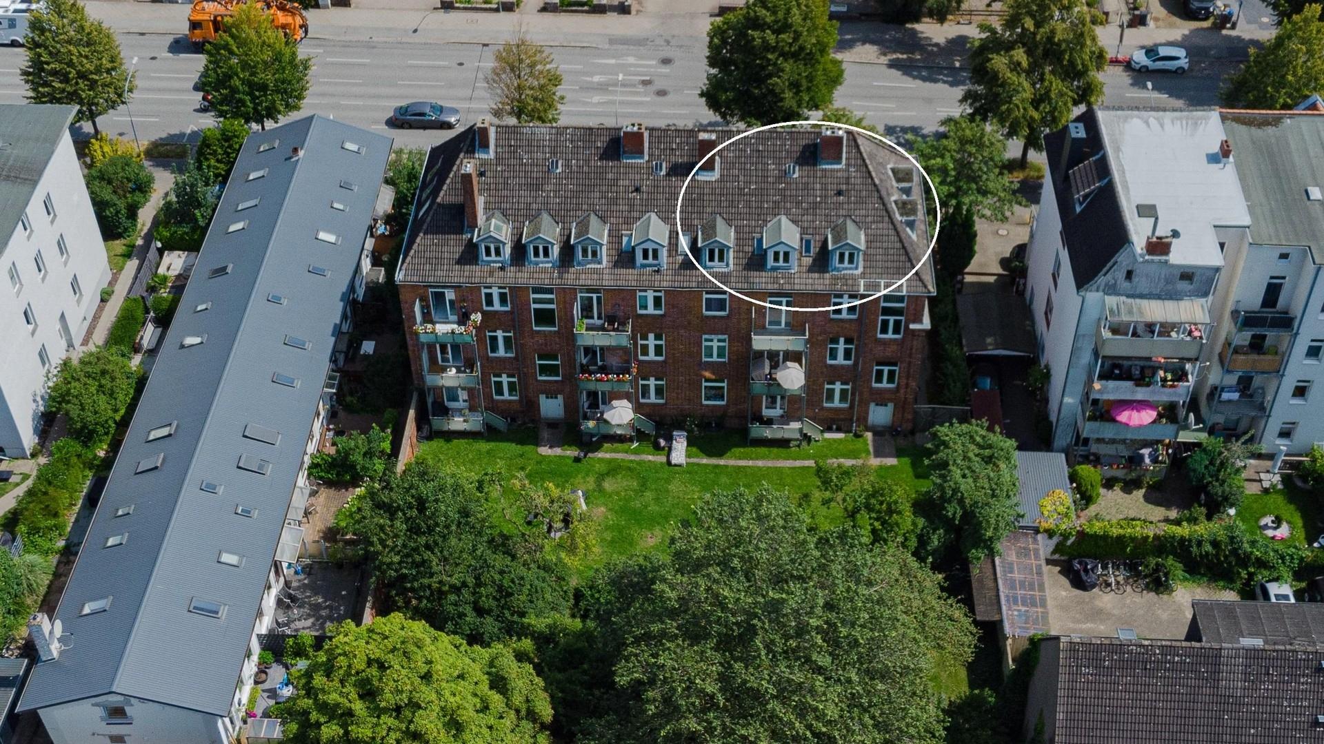 Luftbild mit Markierung