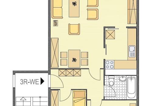 Eichenstraße 5 4.OG, Grundriss möbliert