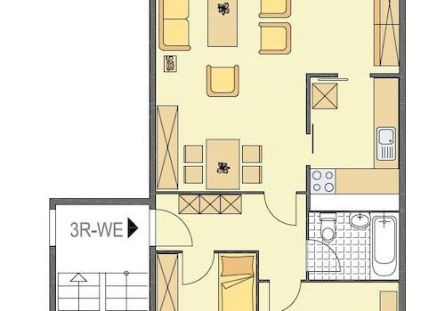 Ahornstraße 35 4.OG, Grundriss möbliert