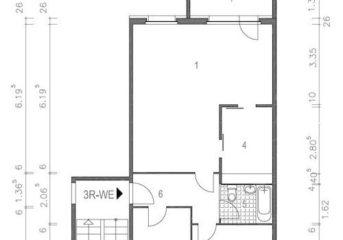 Ahornstraße 35 4.OG, Grundriss vermaßt