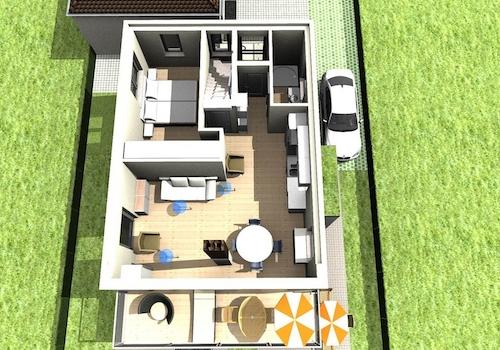 3D-Grundriss Obergeschoß von Süden