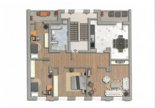 Grundriss mit Möblierung