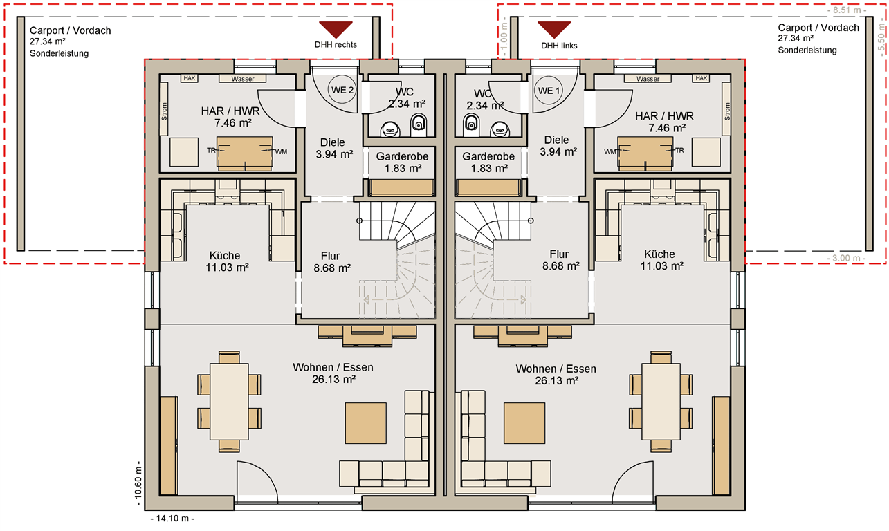 DH 238-38-125 BODENPLATTE -Grundriss Erdgeschoss(