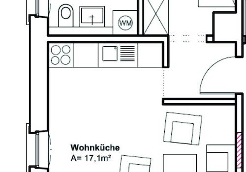 Grundriss Wohnung 1.OG 1,5Raum