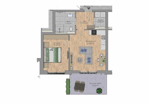 Haus II Wohnung 12 Grundriss