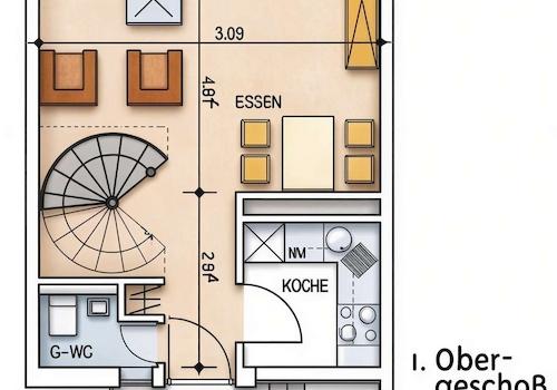 Grundriss 1 OG - Wohnungstyp 3b