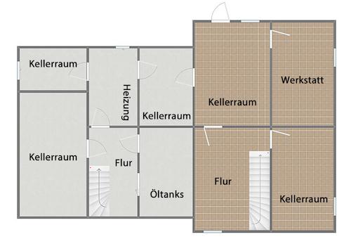 Grundriss Kellergeschoss (nicht maßstabsgetreu)