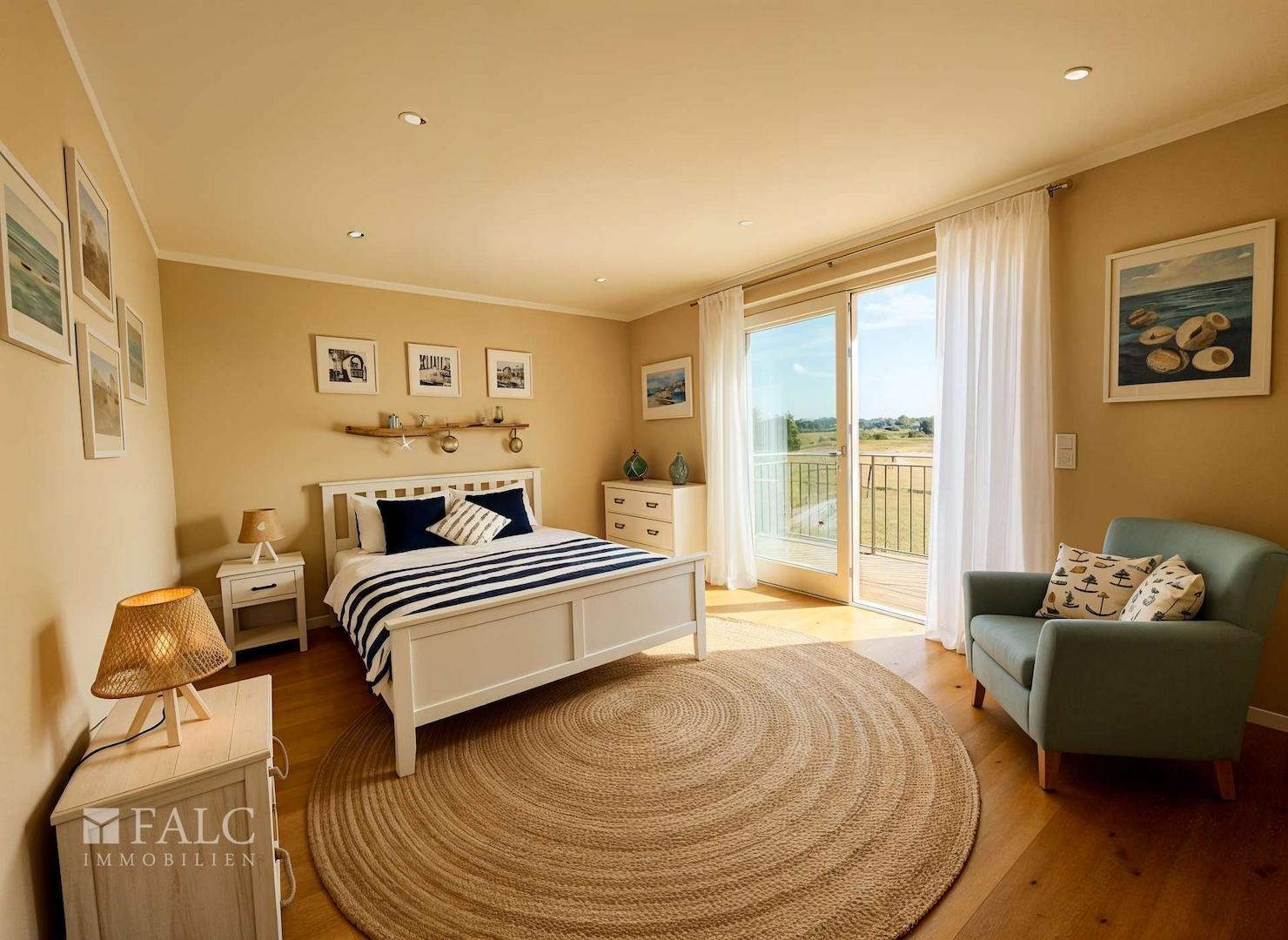 Schlafzimmer mit Balkon - (KI generiert)