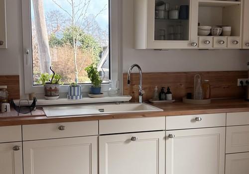 Spülbecken im Gartenblick