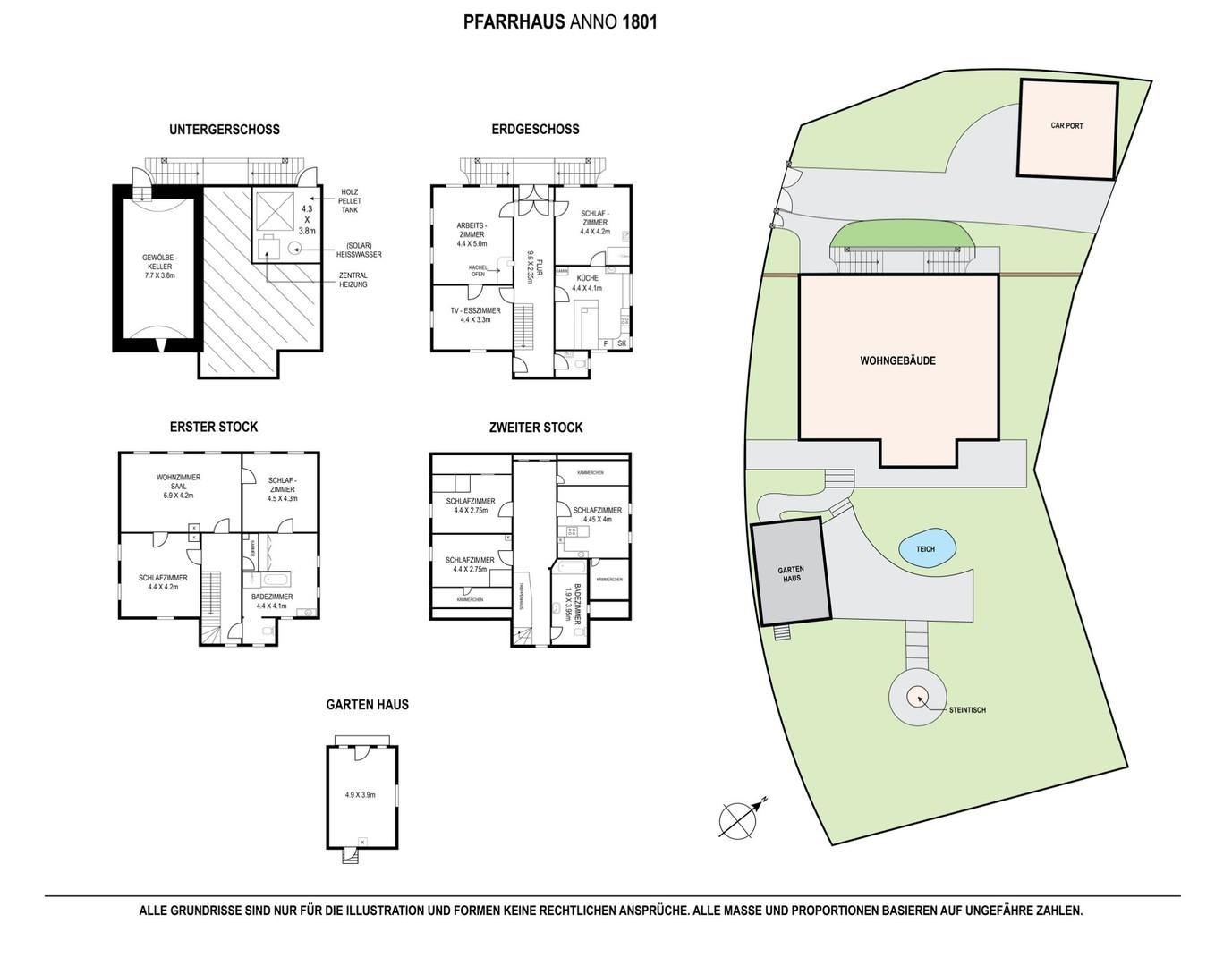 Grundriss und Grundstück