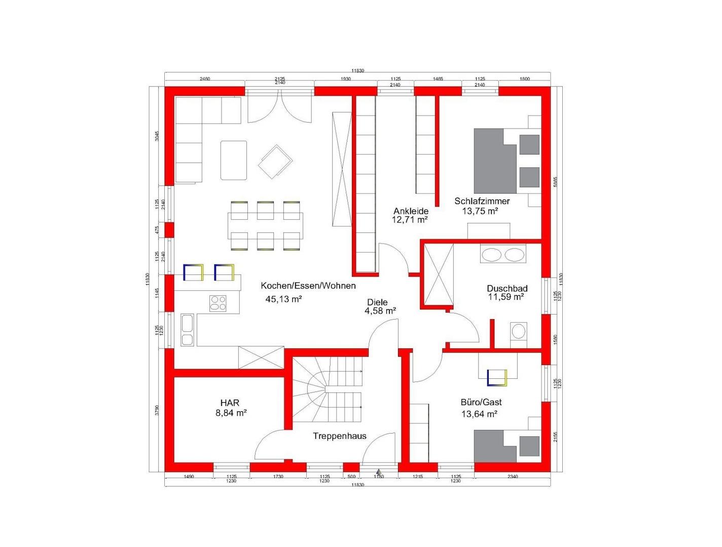Grundriss Wohnung Erdgeschoss