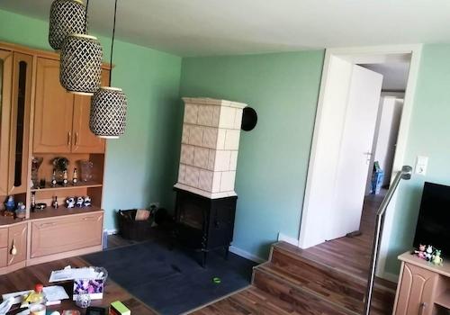 Wohnzimmer Bungalow1 mit Kamin