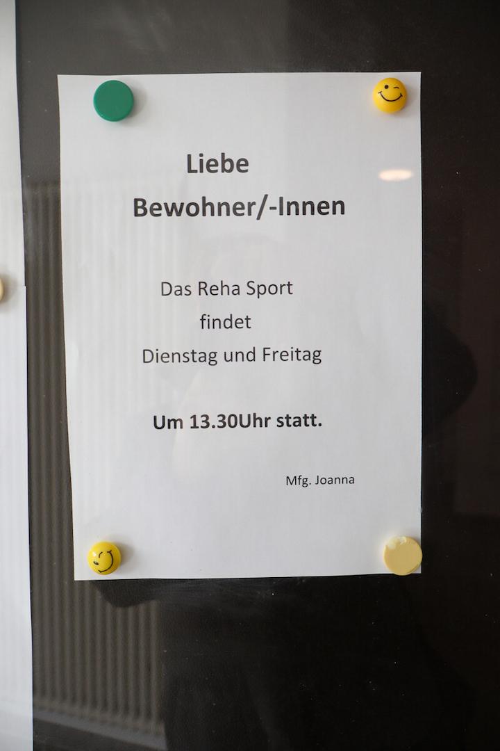 Aushang Reha Sport