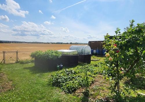 Garten, Blick auf´s Feld