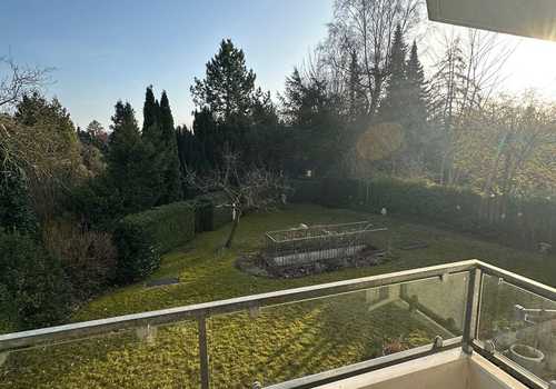 Blick vom Balkon auf das Grundstück