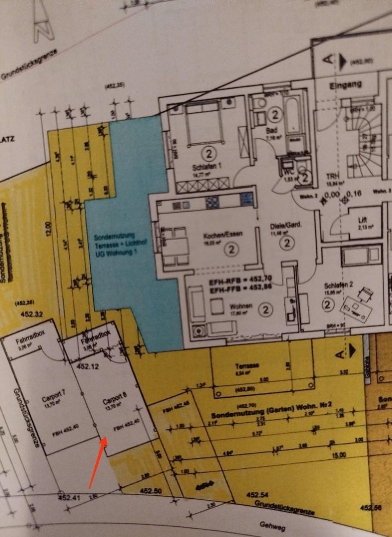 Grundriss und Gartenanteil