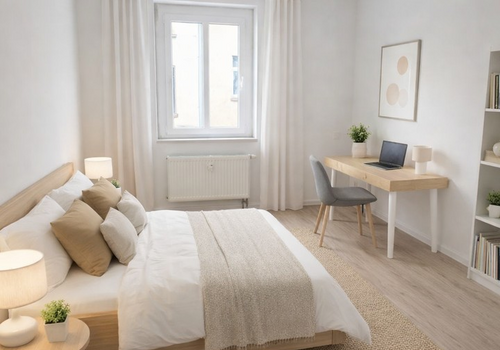 Schlafzimmer möbliert