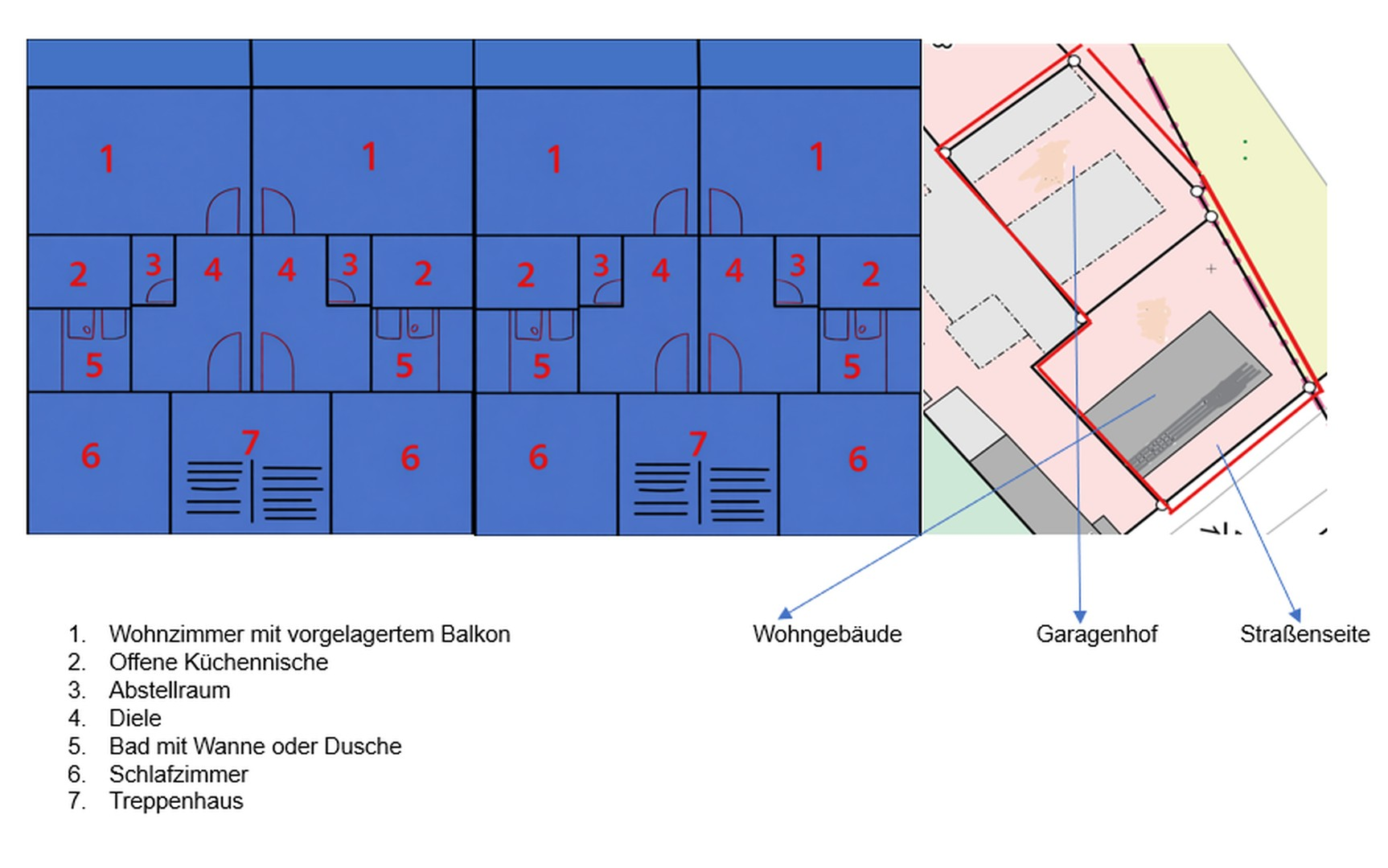Gebäudehälfte Grundrissskizze