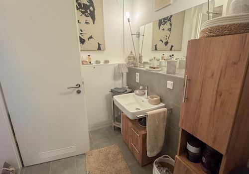 Hochwertiges Duschbad mit historischen Decken