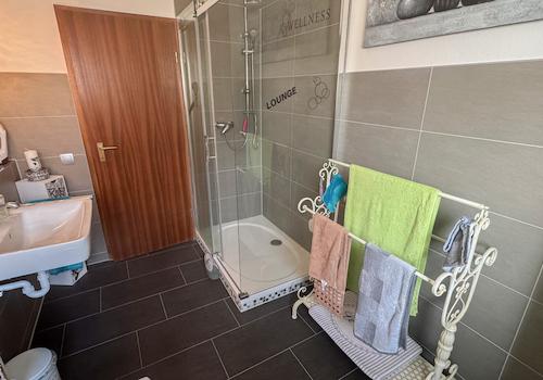 Tageslichtbad mit Wanne und Dusche