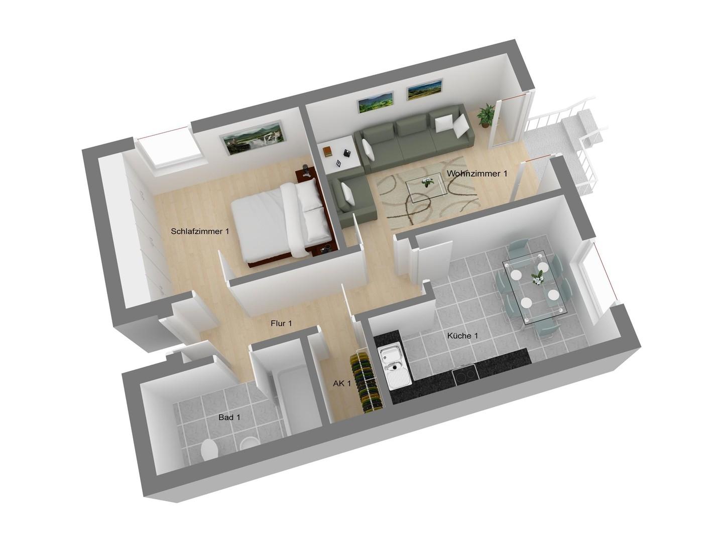 Grundriss Wohnung Nr. 1, EG