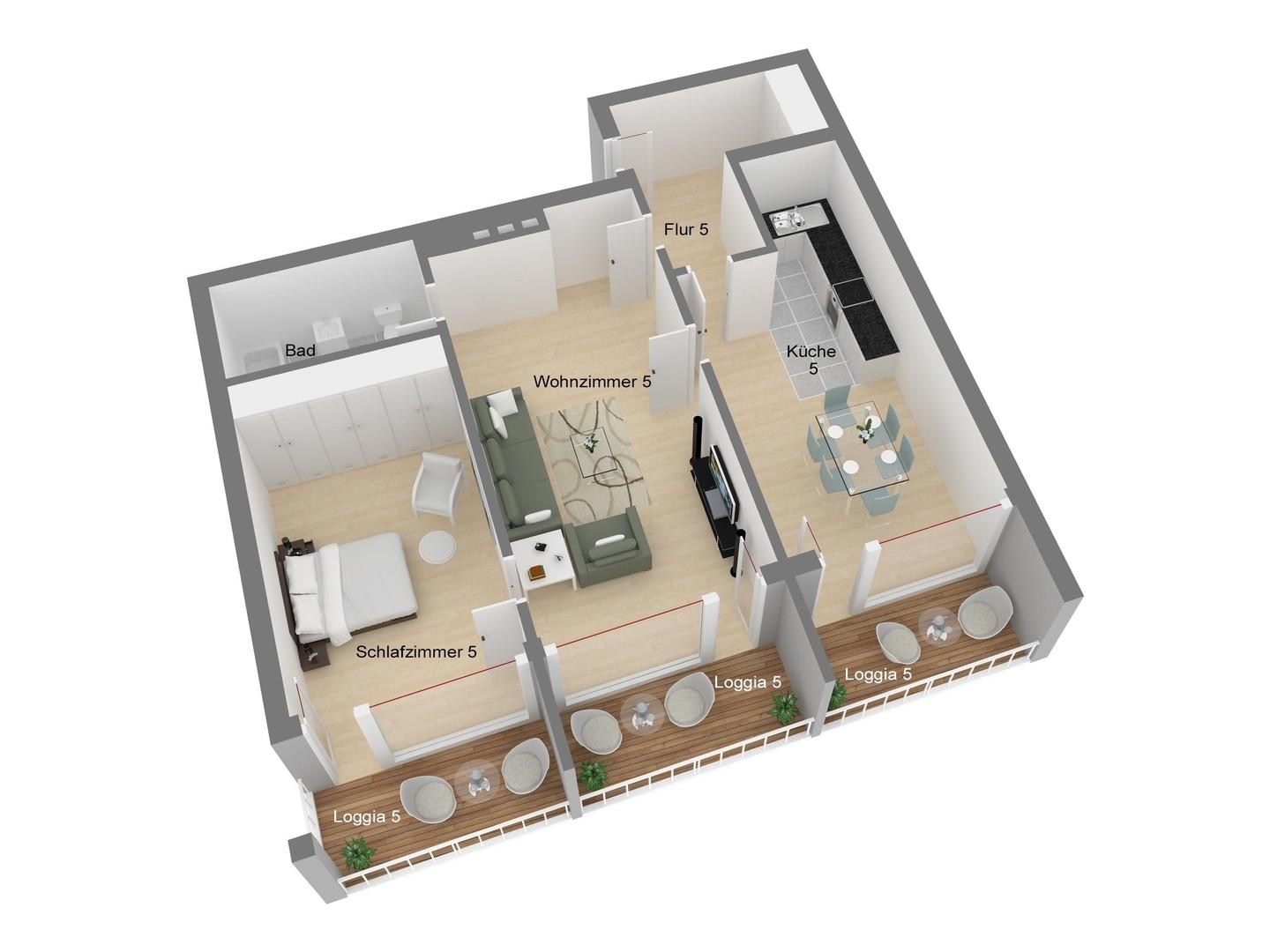 Grundriss Wohnung Nr. 5, OG