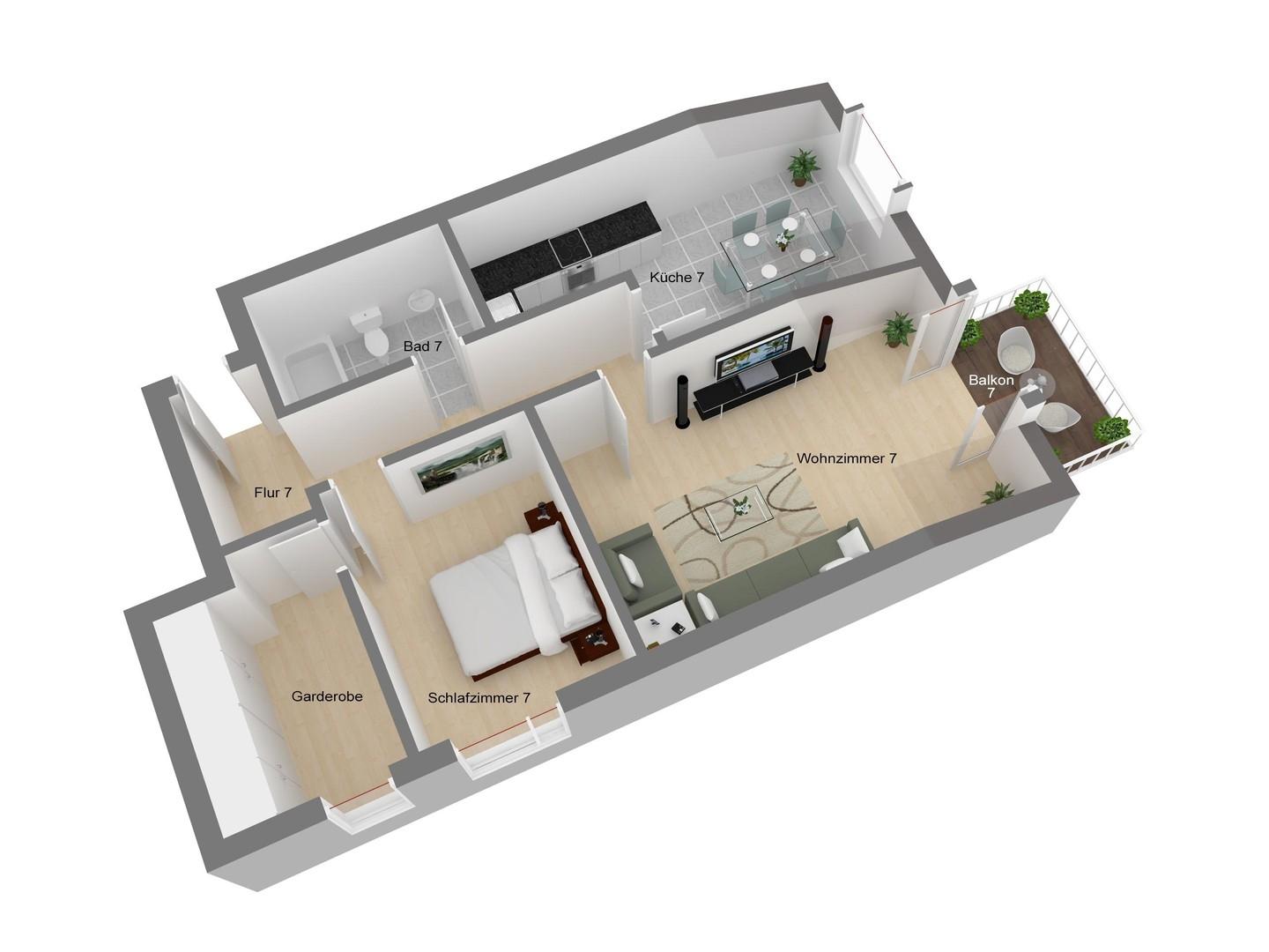 Grundriss Wohnung Nr. 7, DG