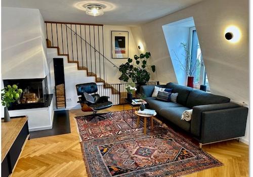 Wohnzimmer mit Kaminofen