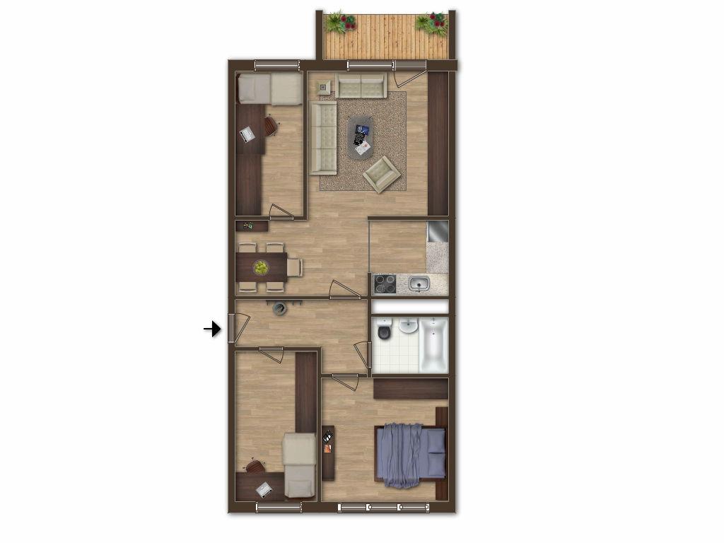 Grundrissskizze mit Balkon