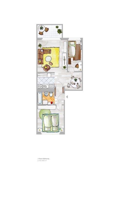 Grundrissskizze mit Balkon