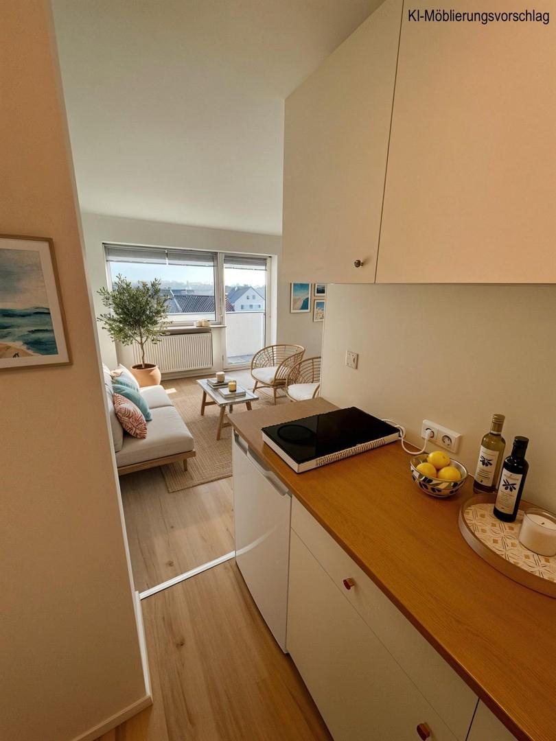 Küche ins Studio-KI möbliert