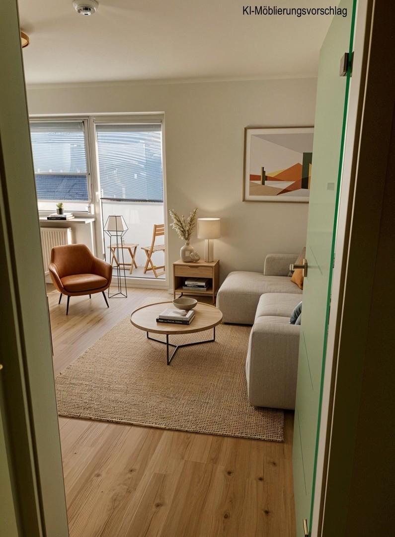 Blick ins Studio KI möbliert