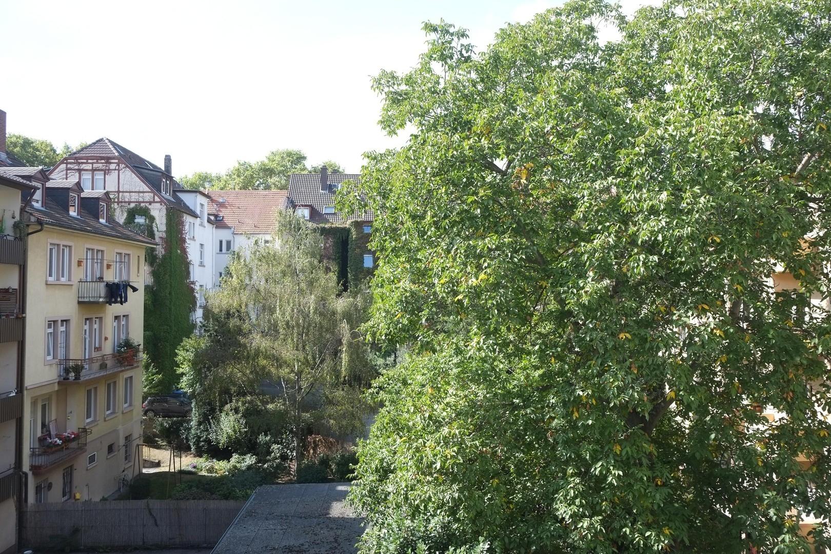 Blick vom Balkon auf Innenhof 