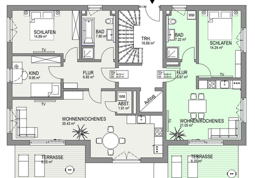Grundriss Gartenwohnung