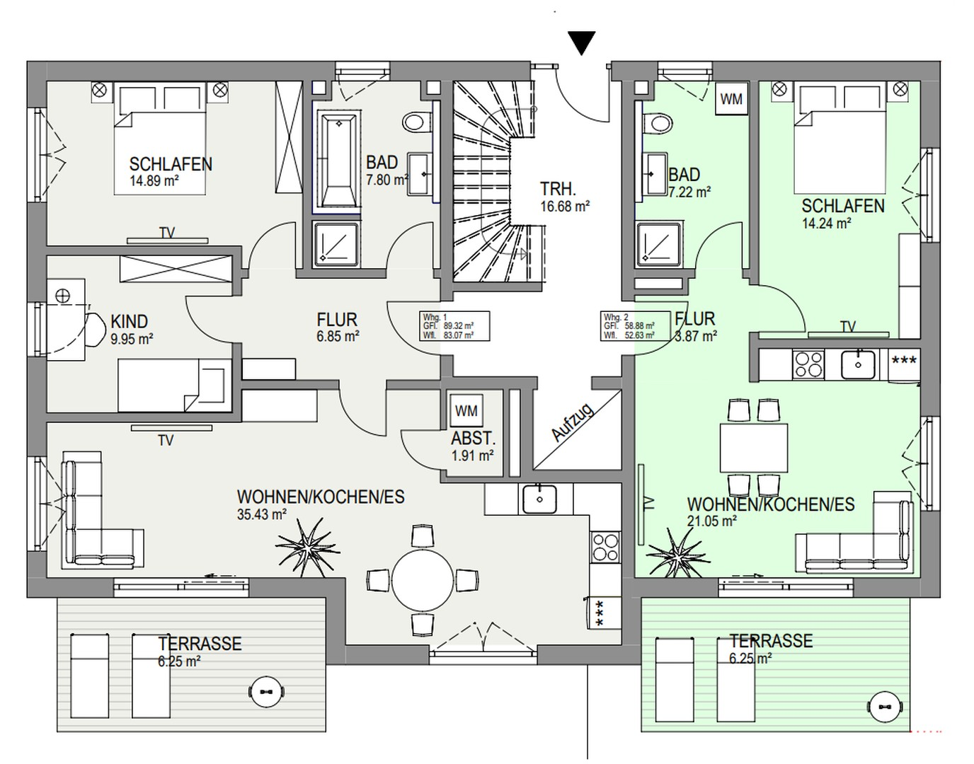 Grundriss Gartenwohnung