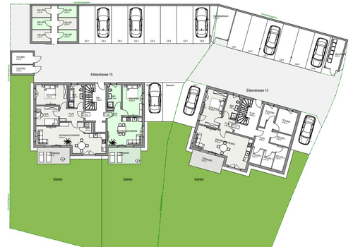 Grundriss Haus 1 + Haus 2